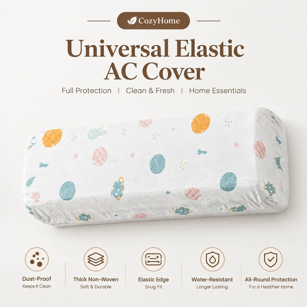 Dustproof Wall AC Cover Fabric Case with Random Print Design Universal Fit for Bedroom Units Size 90cm by 140cm