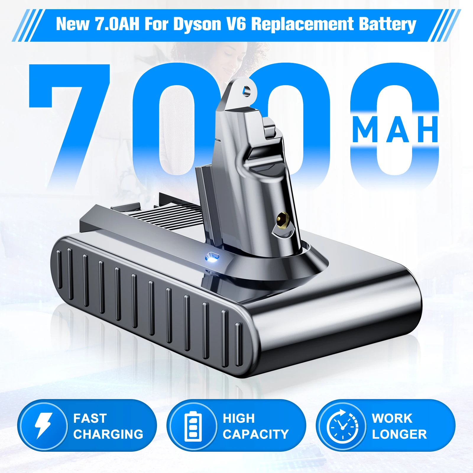 7000mAh For Dyson V6 Replacement Battery For Dyson DC58 DC59 DC62 SV03 SV05 SV09 Absolute Vacuum Cleaner Power Tools Cordless