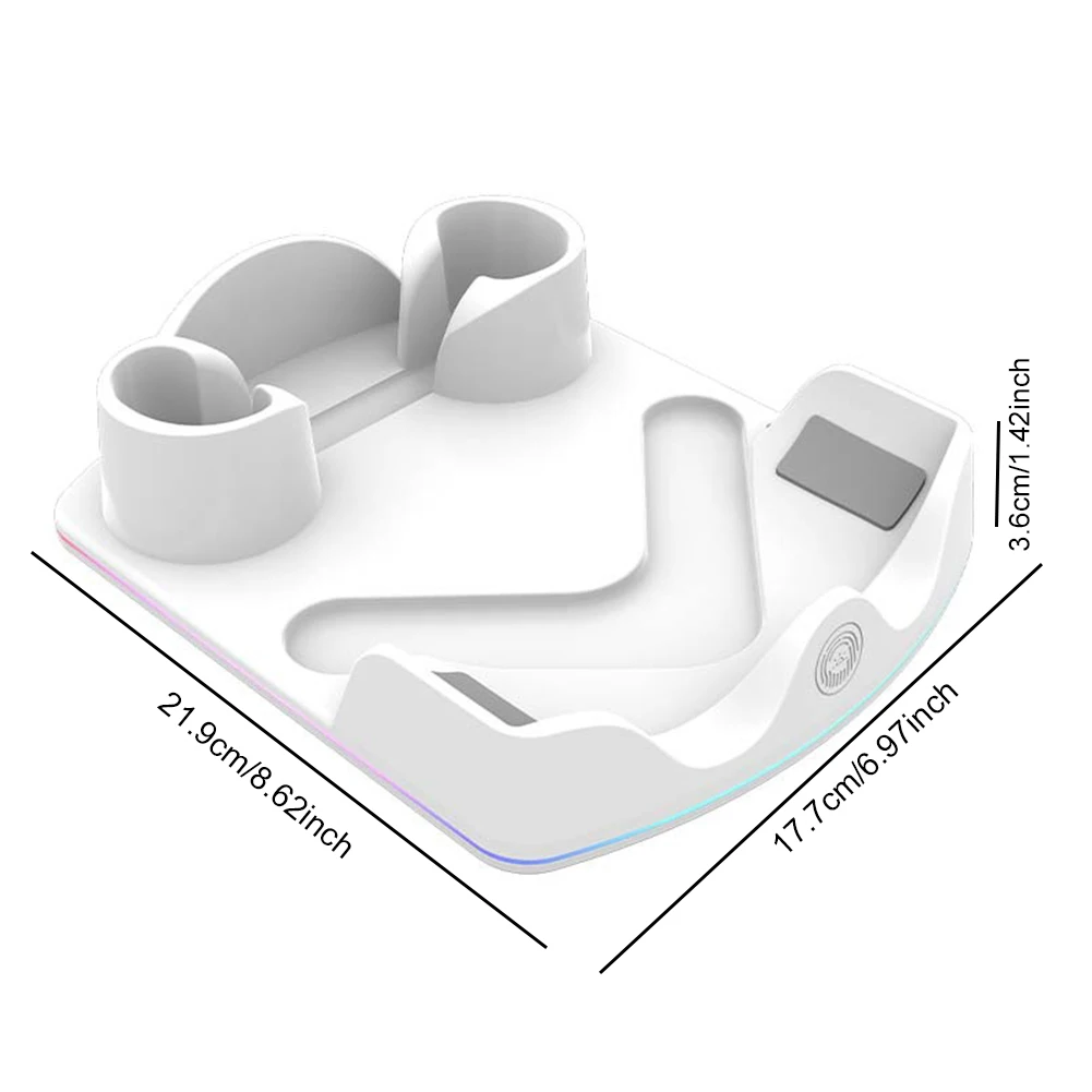 قاعدة شحن لـ Meta Quest 3S VR Headest محطة شحن سريعة مع حامل شحن ضوء RGB لـ Meta Quest 3S/Quest 3/Quest 2