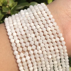 AA+ Natural White Moonstone Faceted Loose Beads for Jewelry Making DIY Anniversary Gift Bracelets 15'' Tiny Stone Bead 2/3/4mm