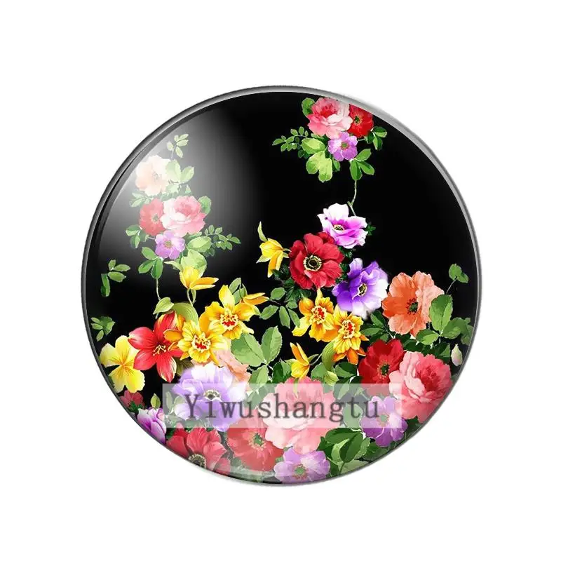 New Beauty Vintage flowers patterns  10mm/12mm/18mm/20mm/25mm Round photo glass cabochon demo flat back Making findings ZB0543