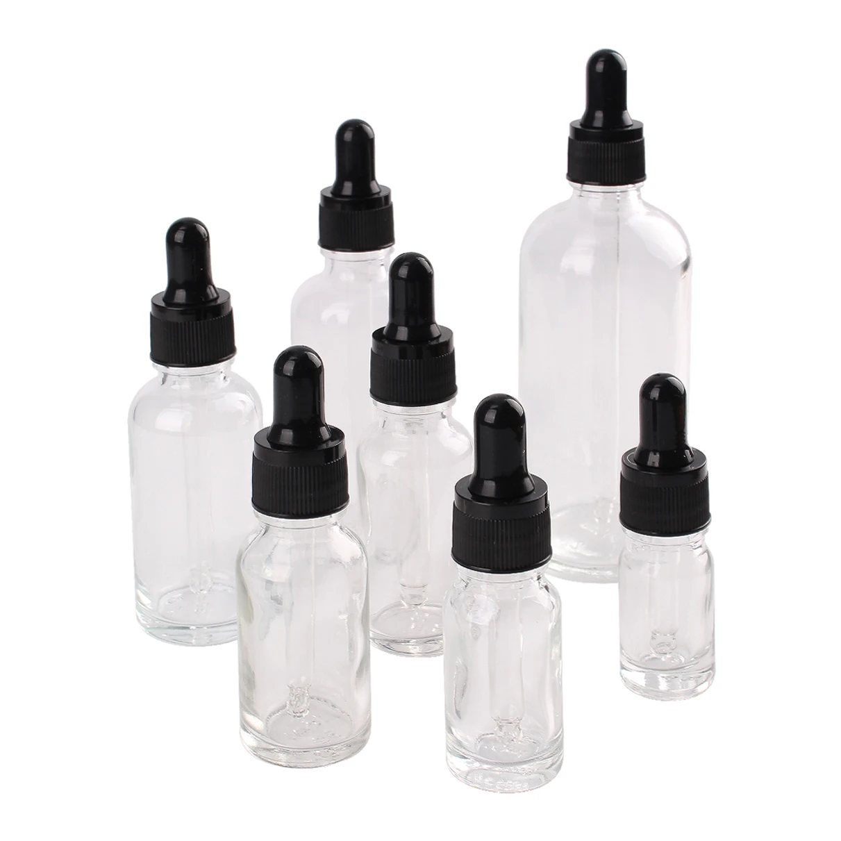 6/12/24pcs 5ml 10ml 15ml 20ml 30ml 50ml 100ml Transparents Glass Dropper Bottle for Cosmetic Essential Oil with Glass Pipette