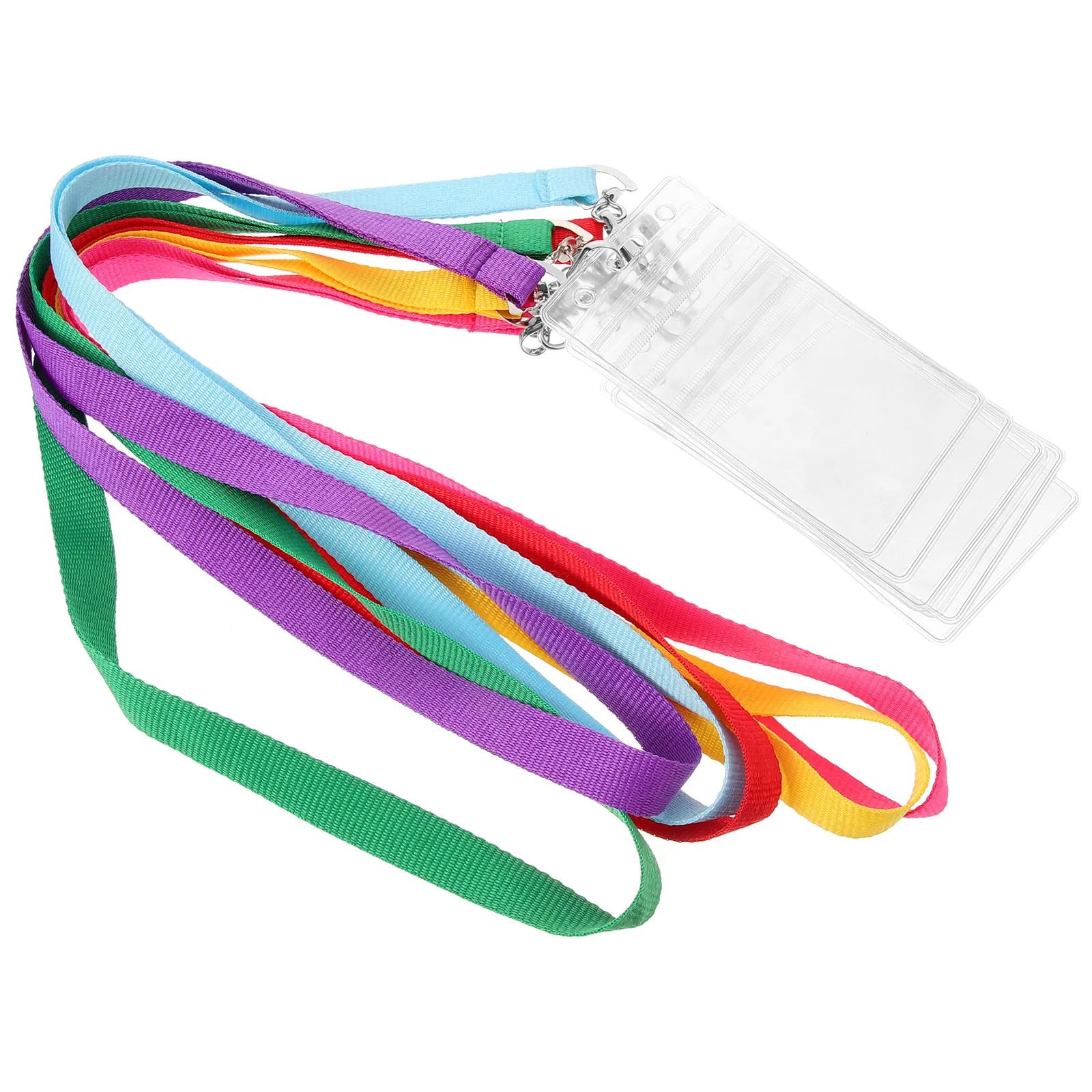 

6 Pcs Waterproof ID Card Holder for Lanyard Badge Sleeve with Cotton Rope Plastic Work