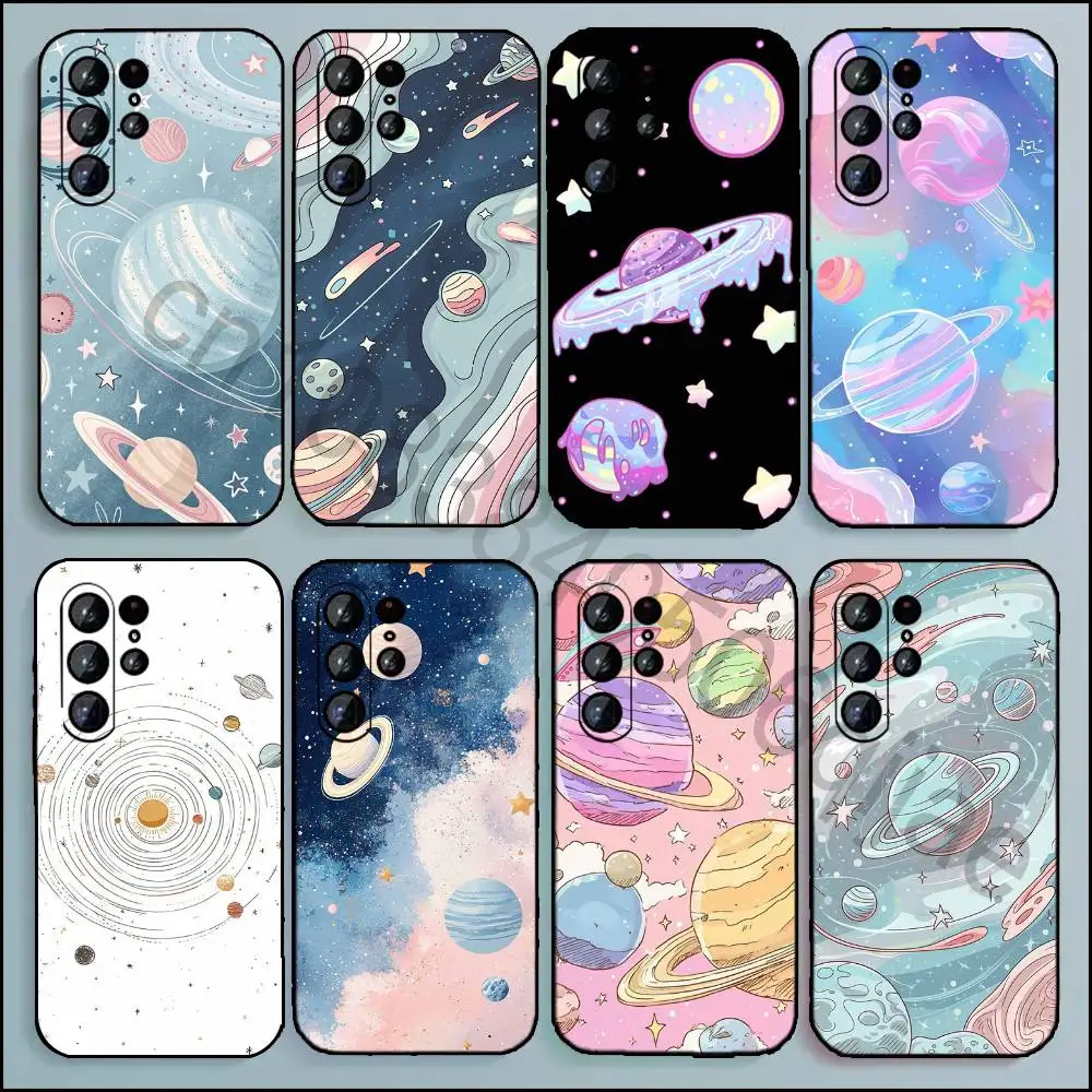Planet Phone Case For Samsung Galaxy A13,21s,22,31,32,52,53,71,80,A91 Soft Black Cover