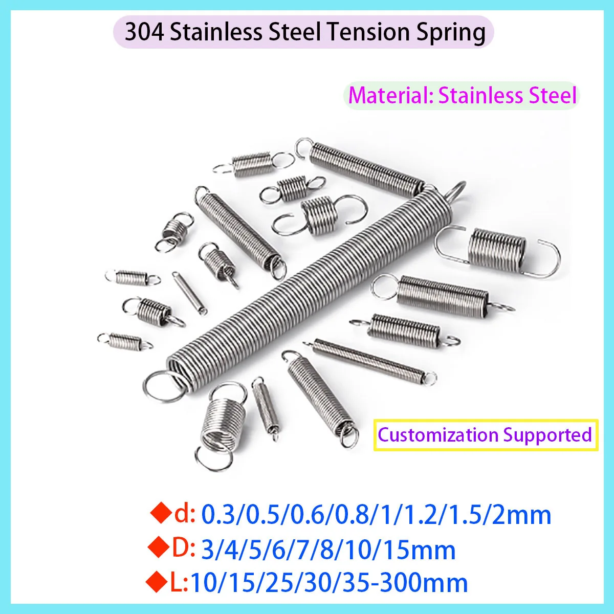 

Stainless Steel S-hook Cylindrical Spiral Tension Spring Steel Wire Diameter 0.3/0.5/0.6/0.8/1.2/1.5/2mm