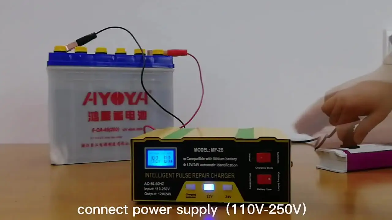 新作! 自動車用バッテリー充電器,インテリジェントパルス修理,12V, 24V 