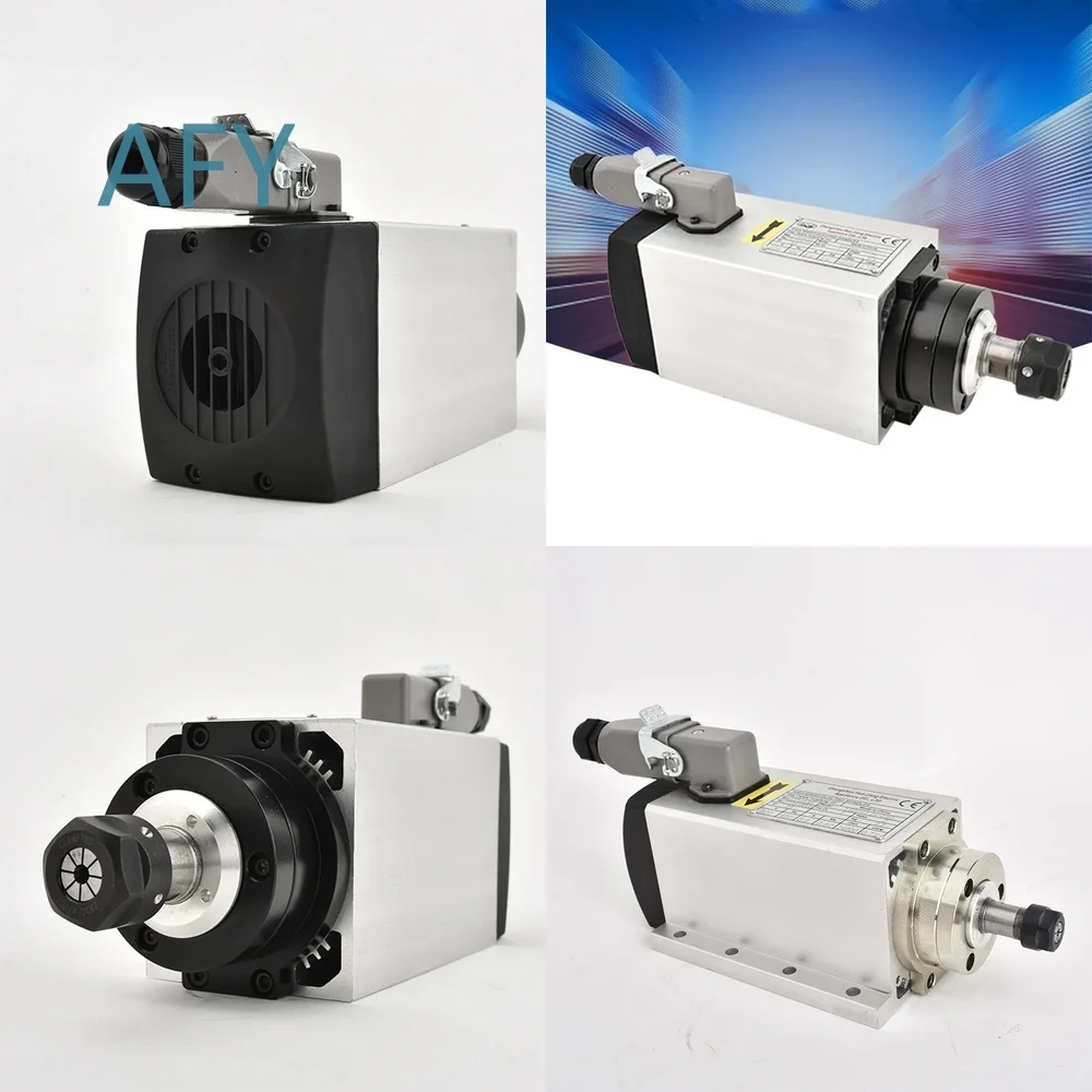 2.2KW Square Air Cooling Spindle for DIY CNC Machine ER11 ER20 Collet Air Cooled Milling Motor with Cooling Fan for Router