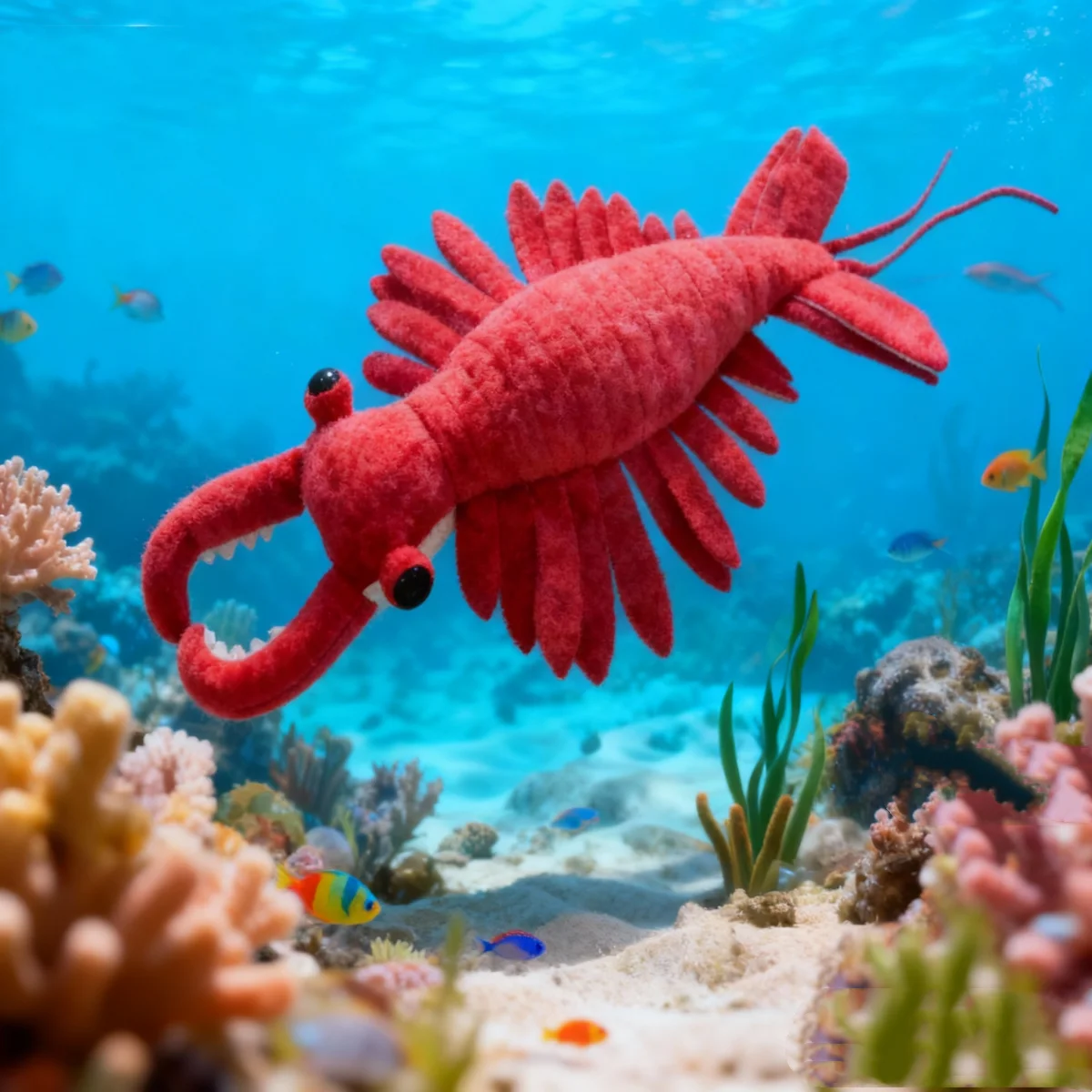 

54.99cm Realistic Anomalocaris Stuffed Animal Plush Vibrant Red Lifelike Shrimp with Intricate Details Christmas Birthday Gifts