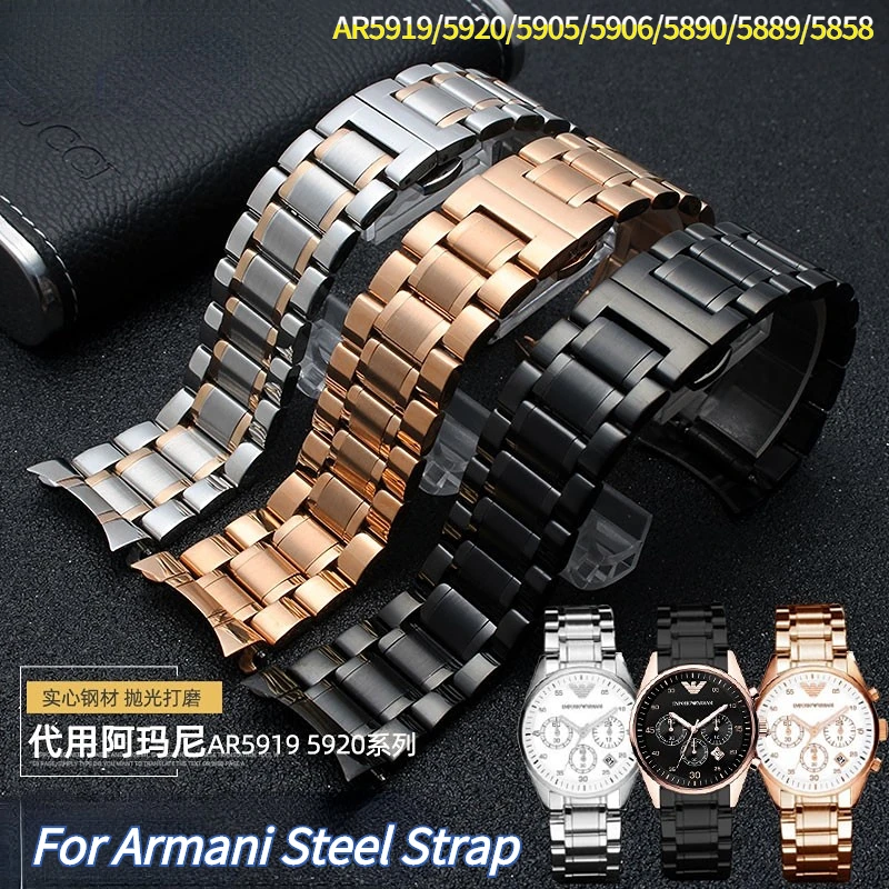 Stainless steel strap for Armani AR5906 AR5905 AR5890 AR5889 5858 5920 5919 man 23mm woman 20mm Folding clasp watchband bracelet