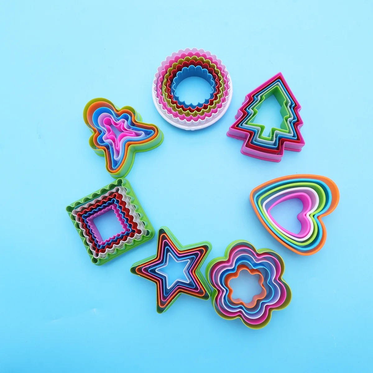 

7pcs Colorful Plastic Biscuit Mold Kids Baking Craft Cutting Shapes Learning Gift Set Baking Molds Kitchen Bar