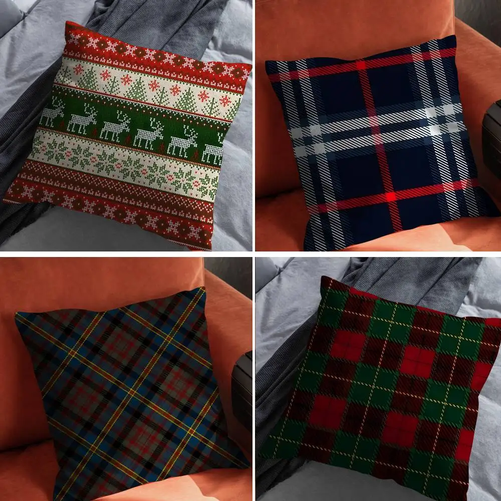 

Luxury Scottish Tartan Pillow Case For Car Pillows 60x60 Cushions Luxury Double sided Cover Home and Decoration Sofa 30x30