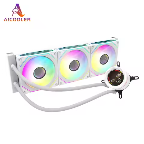 AICOOLER 인텔용 액체 CPU 워터 쿨러, 120mm ARGB PWM 선풍기 CPU AIO 수냉, AMD 온도 디스플레이 라디에이터