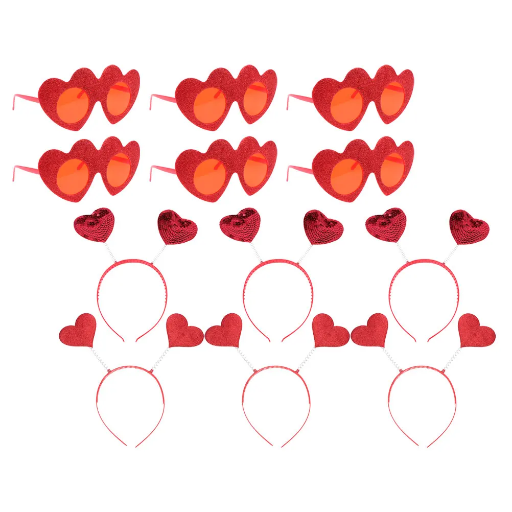 

1 set Heart Headbands Red Glasses Hair Accessories Valentines Day Decorations Photo Booth Props Romantic Party Valentine
