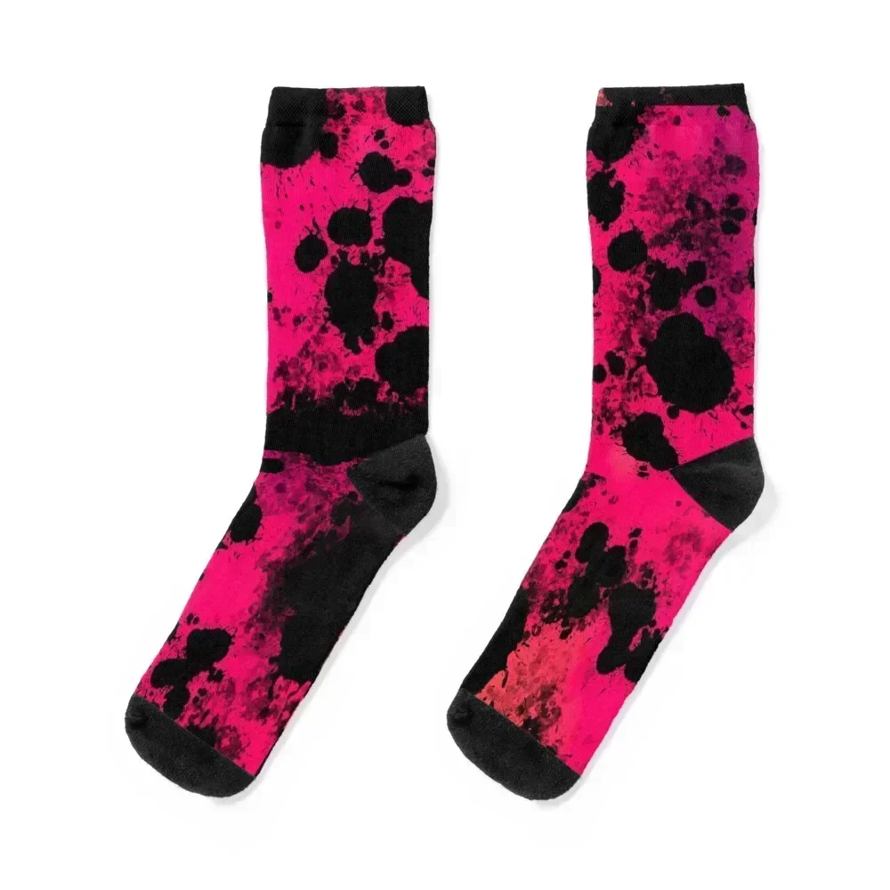 Demon Pink Splatter Socks Stockings funny sock crazy Boy Socks Women's