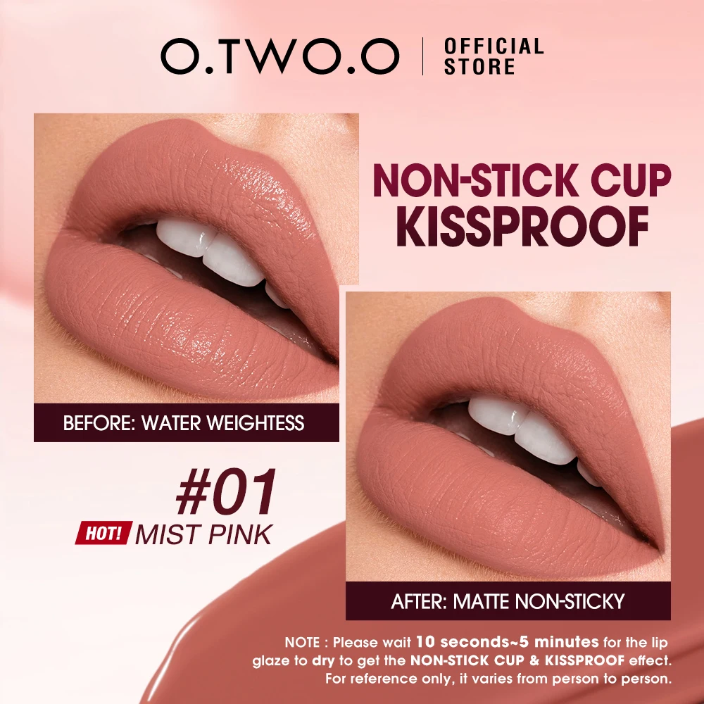 O.TWO.O Liquid Lipstick Velvet Matte Lip Tint Waterproof Long Lasting Smudge Proof Lip Gloss Cosmetic Sample