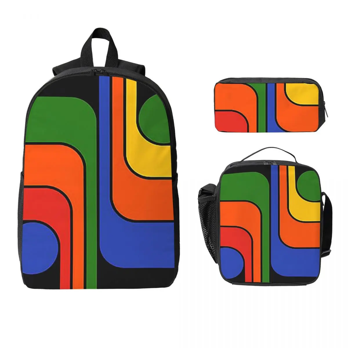 

Retro Geometric Design 647 Backpack Student Boy Girl BookBag School Bag Laptop Shoulder Bags 3ps Insulated Lunch Bag Pencil Case