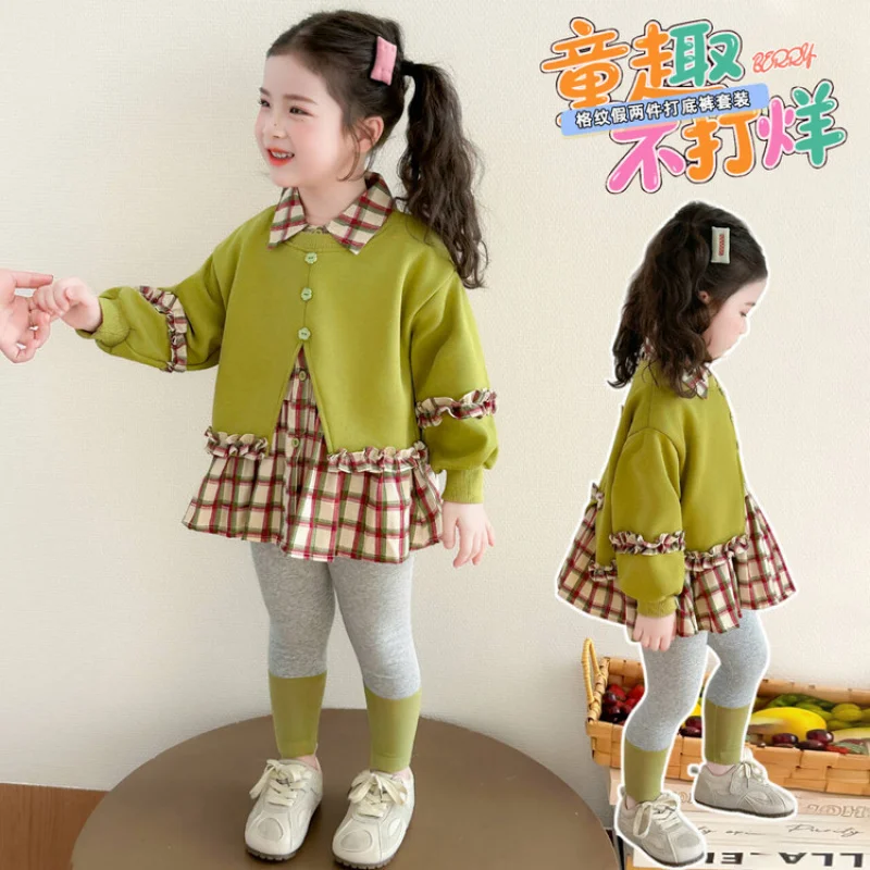 

Girls' Spring Outfit2026New stylish and trendy baby sweatshirt and leggings two-piece set for spring and autumn children's cloth
