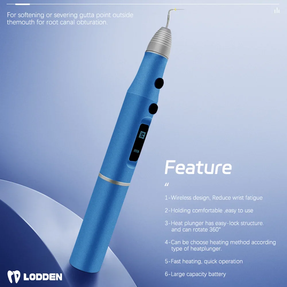 Dental Obturation Pen Wireless Endodontic Shutter System Gutta Percha Hot Melt Obturation System Endo Heated Pen with 2 Tips