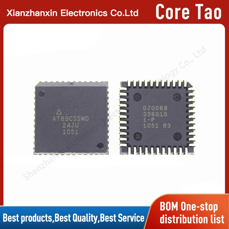 1pcs/lot AT89C55WD-24JU AT89C55WD 89C55 PLCC44 Microcontroller chips in stock