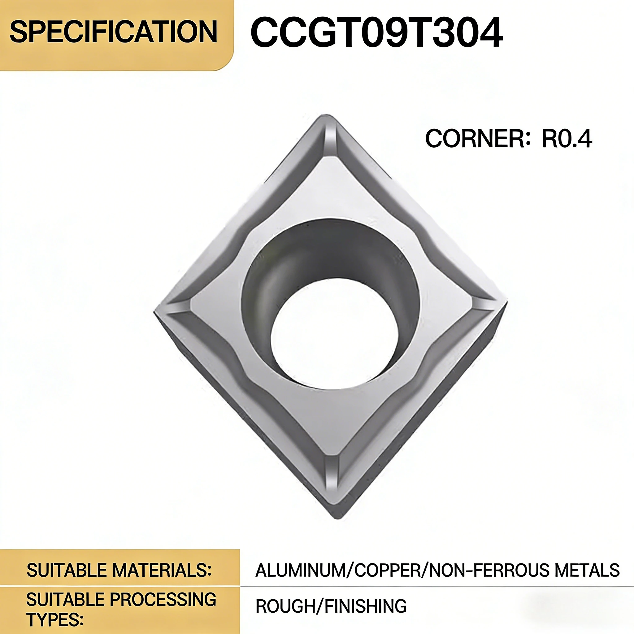 

CCGT PCD Diamond Insert CCGT060202 CCGT090304 CCGT120408 For Aluminum Alloy CNC cutter Lathe Cutting Turning Tool Blade