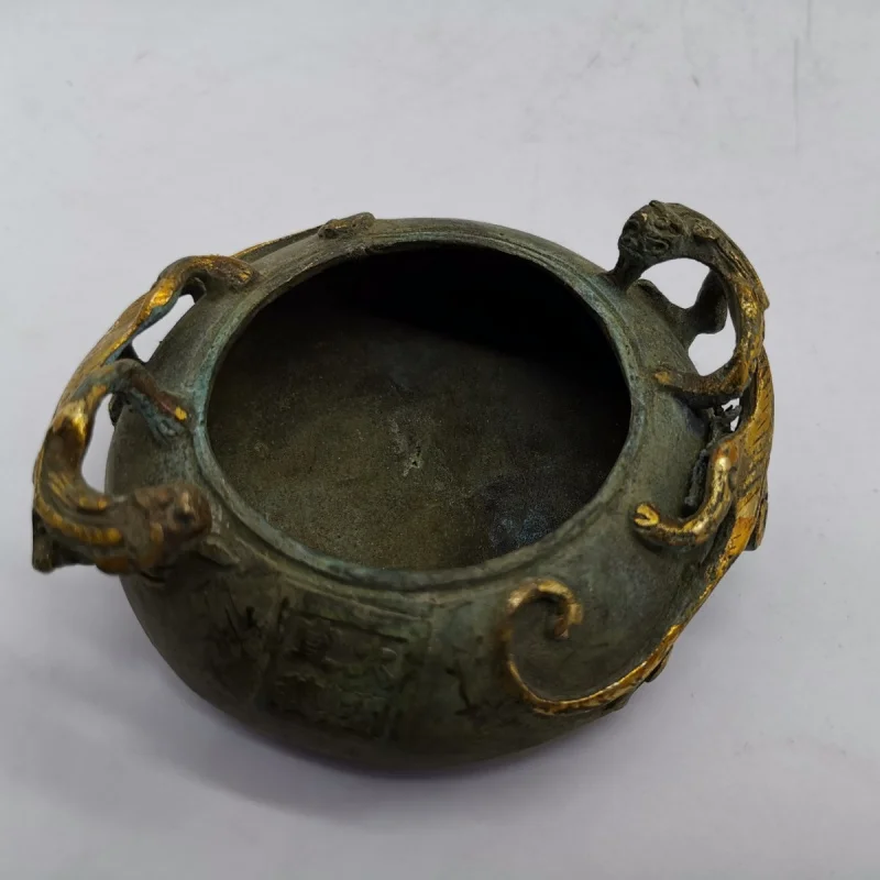 

Xuan De Year Made Gilt Copper Brush Washer Brass Pixiu Brush Washer Decorative Ornament Antique Imitation Old Copperware Antique