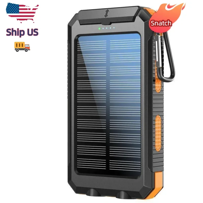 

Портативный водонепроницаемый внешний аккумулятор на 10000 мАч с солнечной зарядкой для кемпинга и походов – быстрая зарядка