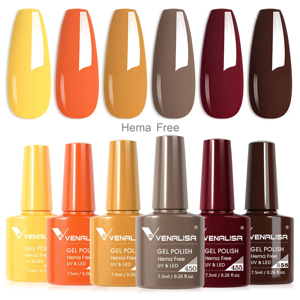 VENALISA 6 stks/kit Herfst Kleur Collectie Herfst Nagels Bruine Aarde Gel Nagellak TPO GRATIS Losweken UV LED Semi Permanente Gel Set