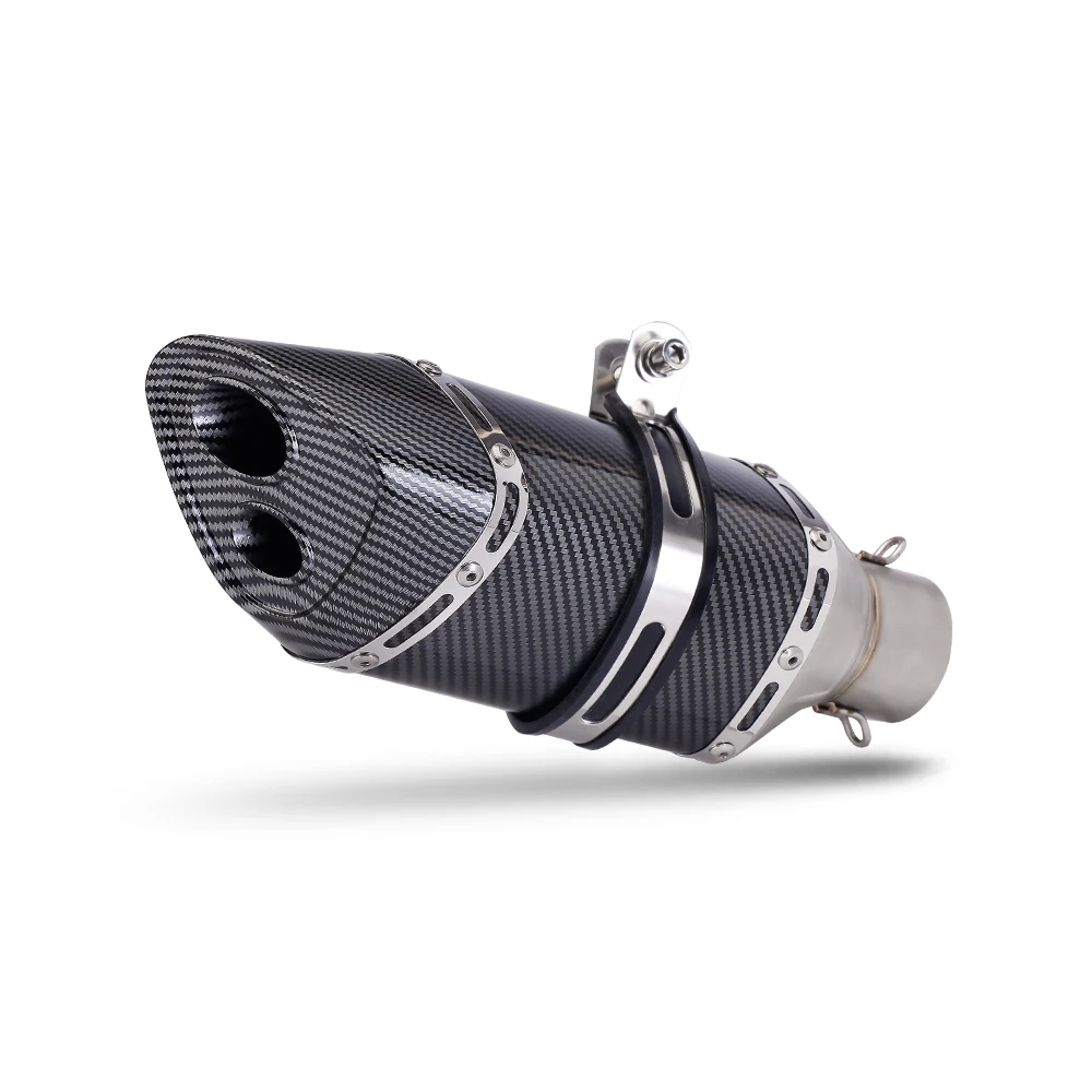 

51mm Universal Motorcycles Exhaust Muffler Modified R17 Double Hole Exhaust Pipe For Kawasaki Ninja400 R3 X-MAX300 CB400 310mm