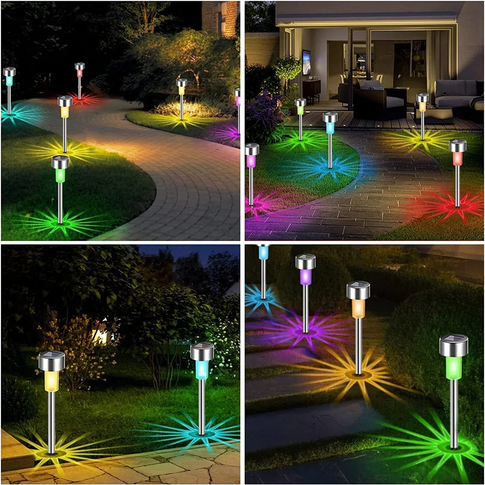 

Solar Lawn Lights Colorful 12 Pack Aluminum Tube Stainless Steel Night Light Landscape Lighting Garden Yard Decoration