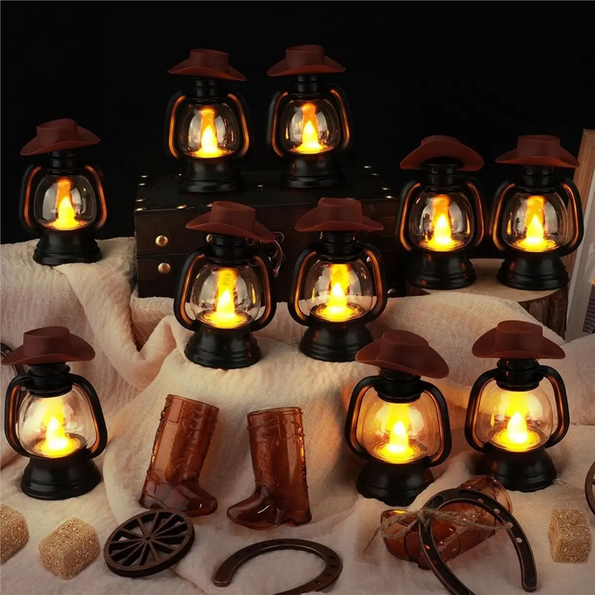 

AA83 120Pieces Western Theme Party Centerpiece Cowboy Party Decor with Wagon Wheel for Western Birthday Wedding Country Decor