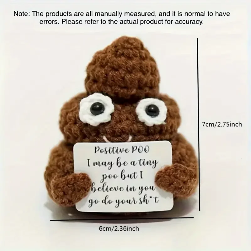 Handmade Funny Crochet Emotional Support Doll With Card Desktop Ornament Knitted Poo Dolls Christmas Positive Gifts Home Decor