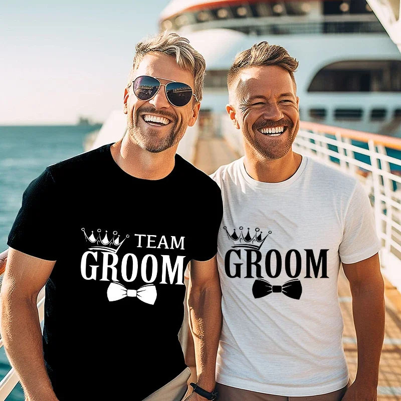 Men's Clothing Team Groom Wedding Party Shirts Best Man T-shirts Bachelor Party Tshirts Short Sleeve O-neck Male Tee Shirt Tops