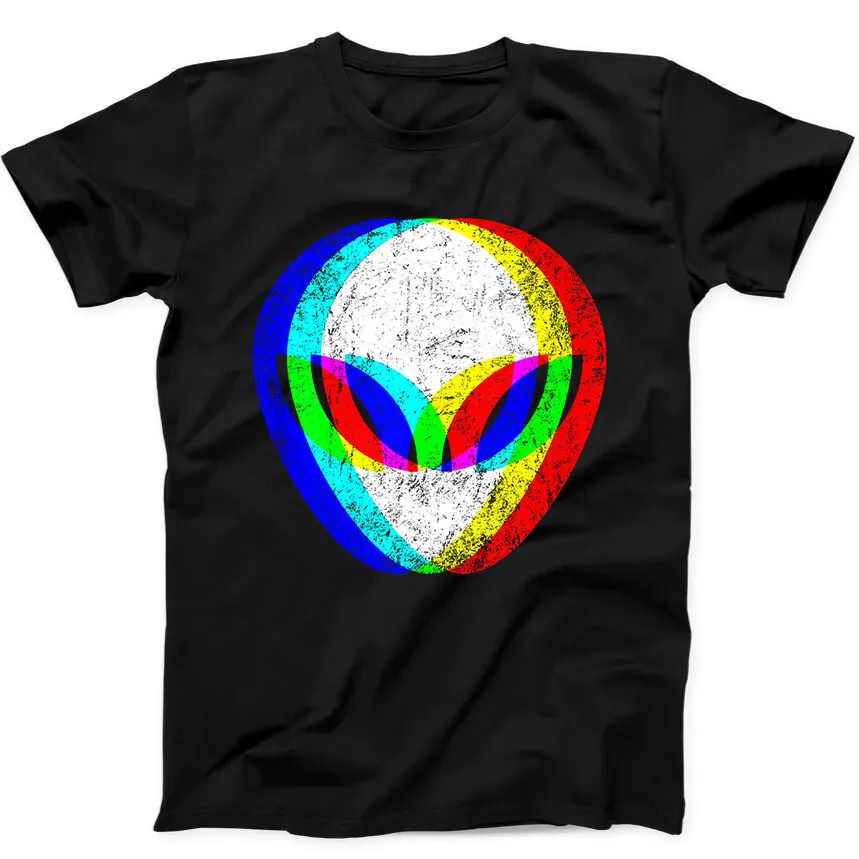 Alien Head Trippy Techno Rave Edm Musik Lustiges Geschenk T-Shirt Schwarz T-Shirt 389