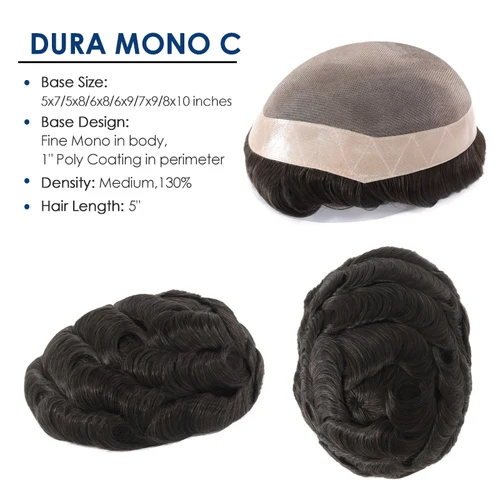 Imagen 2 del producto GLORYHAIR-Fine Mono DMC 5 pulgadas prótesis capilar para hombres cabello humano duradero peluca de peluquín para hombres peluca