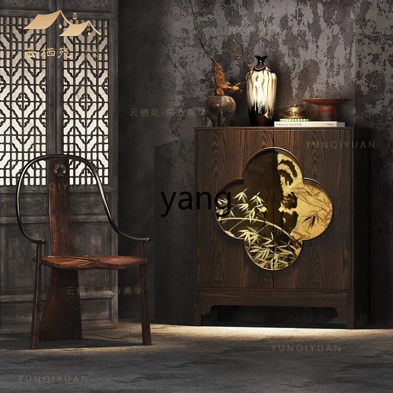 LTT Chinese bamboo solid wood dining side cabinet tea room storage storage cabinet household wall side cabinet