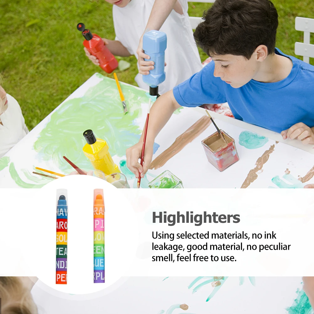 

2Pcs Highlighters Set For Document Marking Study Aids No Peculiar Smell Simple Markers For School