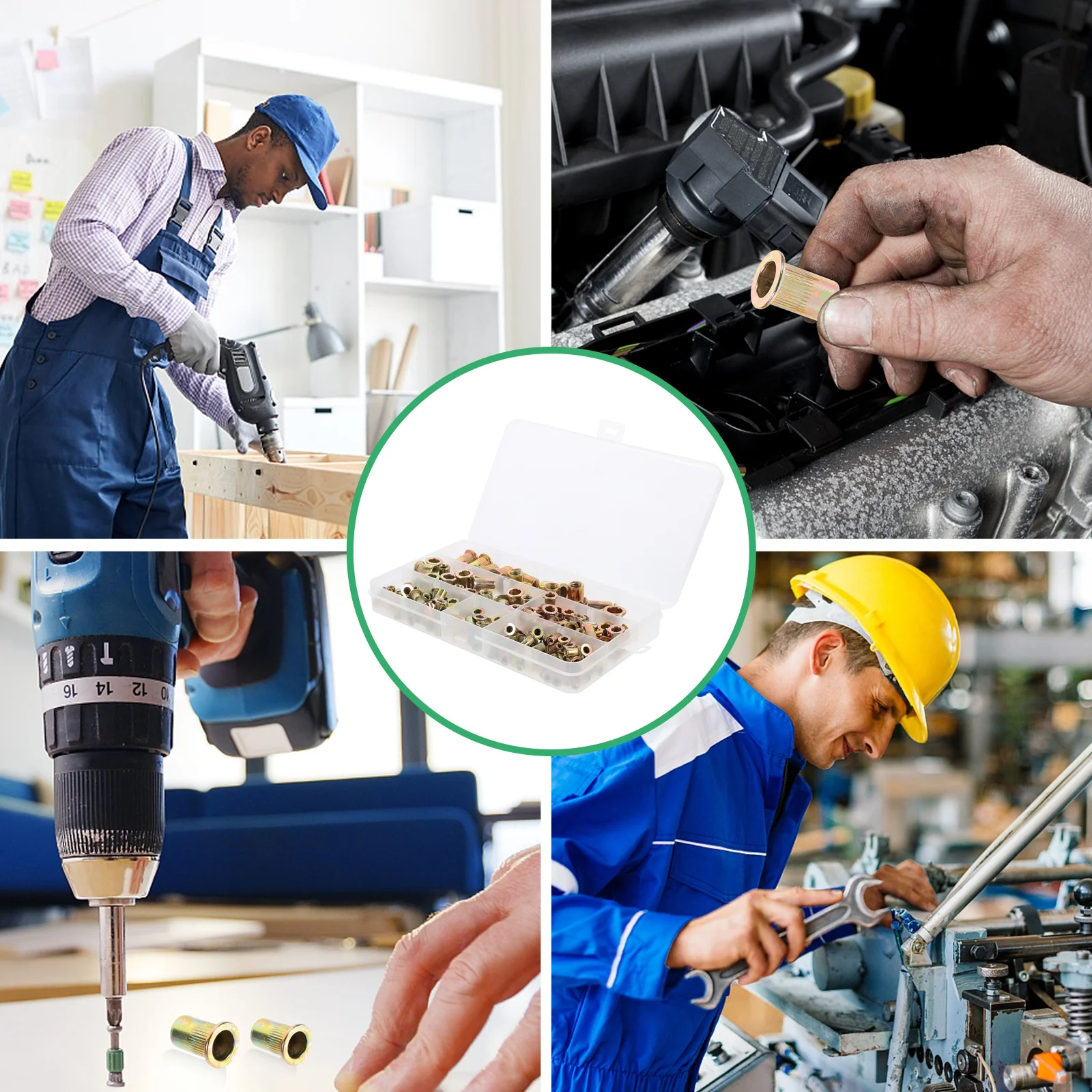 

165pcs Zinc Plated Rivet Nuts Flat Head Threaded Durable Fasteners For Machine Industrial Use Assorted Rivet Nuts Kit