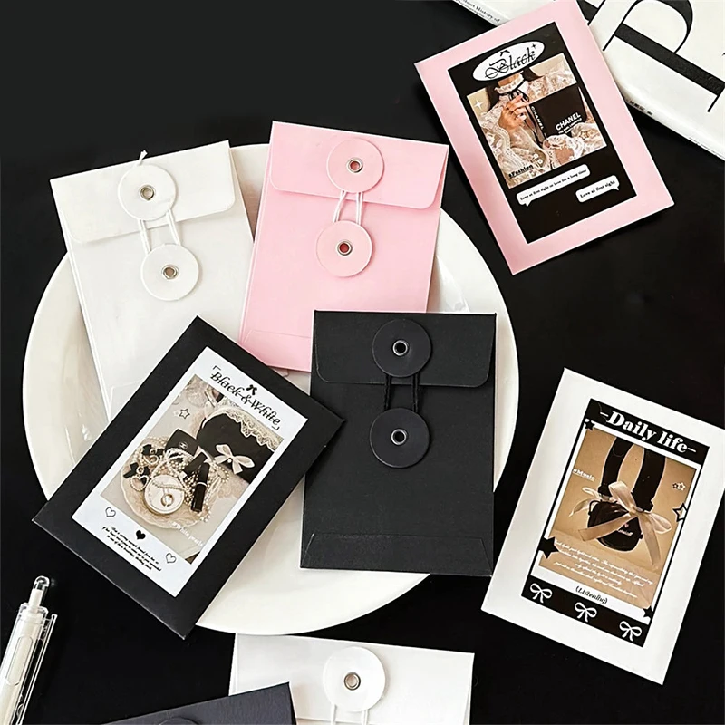 Simplicity Black White Wrapped Envelope Cover Card Holder Kraft Paper Envelope Bag Card Letter Paper Postcards Decorative