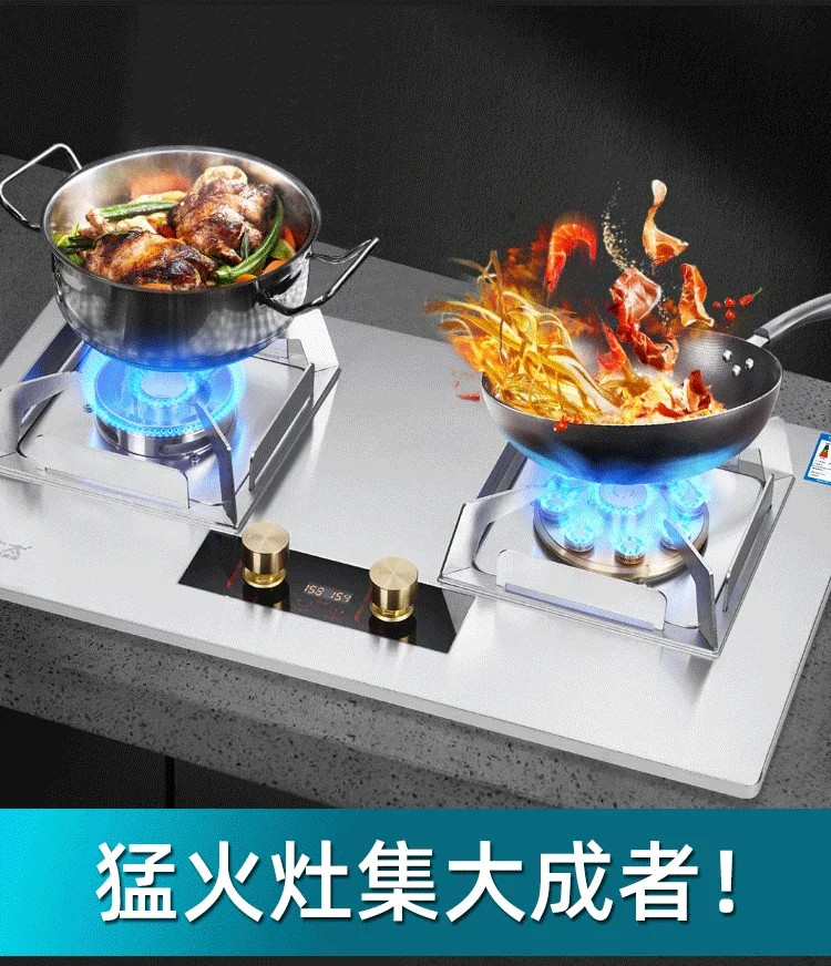 Stainless Steel Stoves, Domestic Gas Stoves, Double Stoves, Table Top, Large Firepower Gas Stove