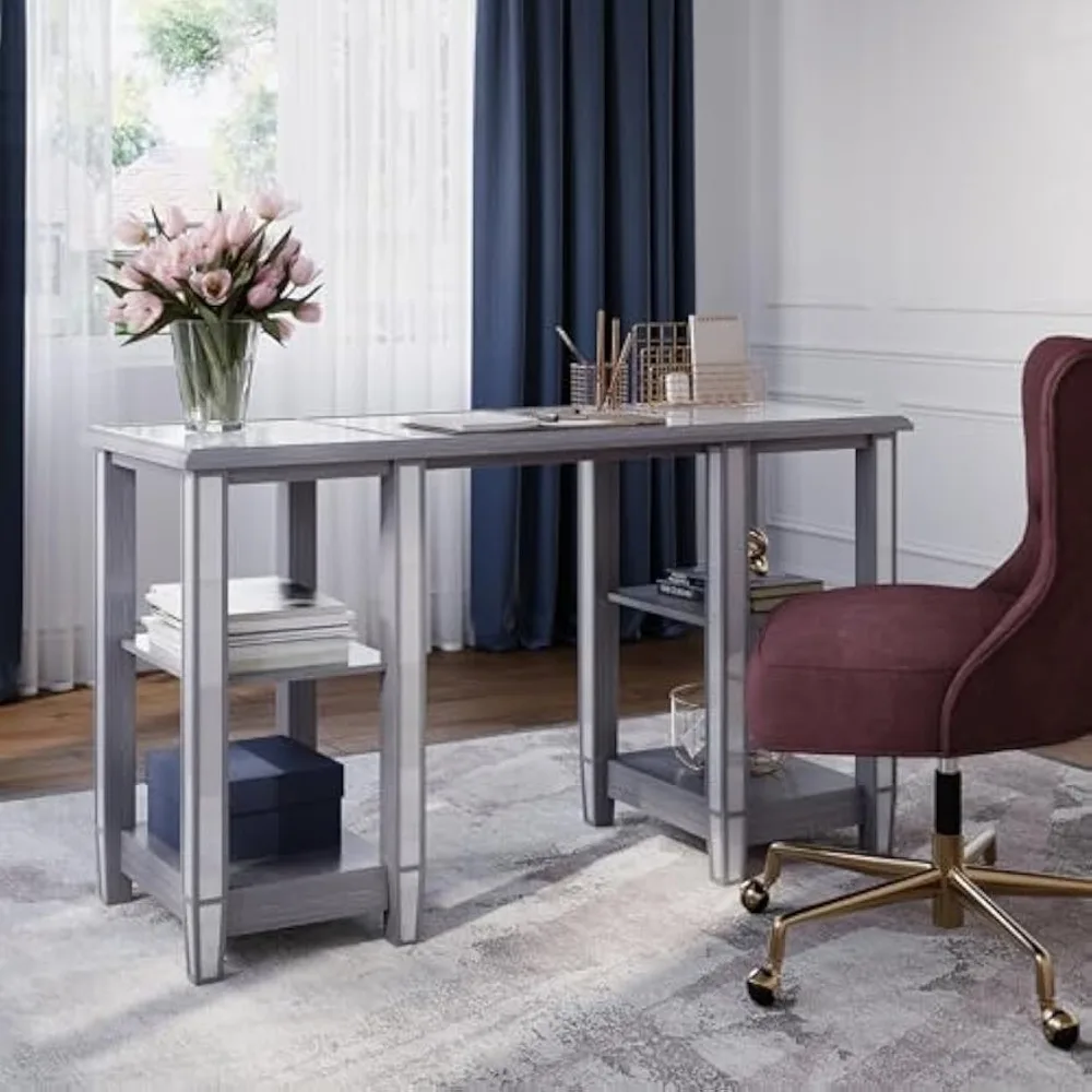 scrivania con specchio wedlyn, argento