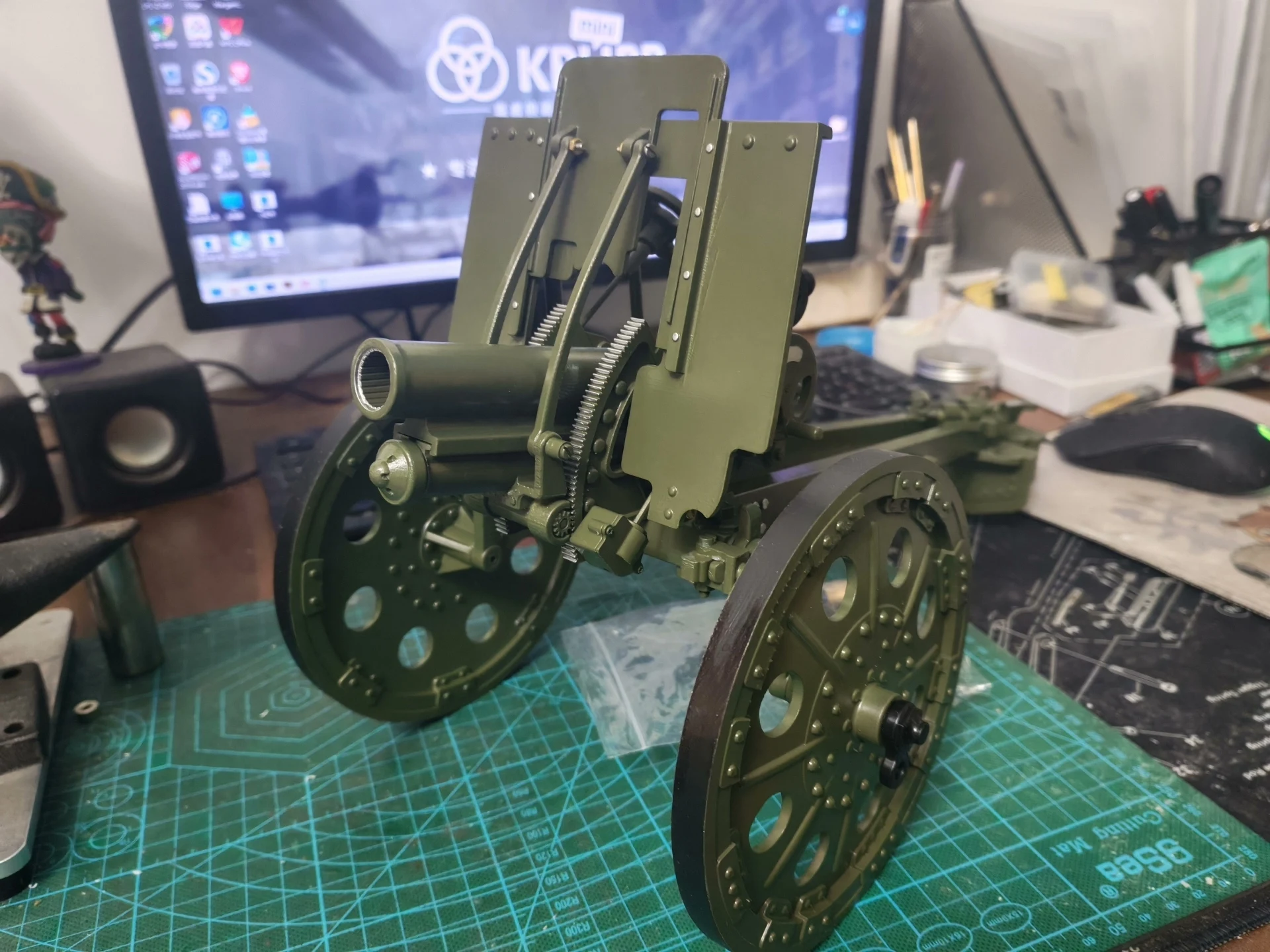 1/16 3D Printed WWII Type 92 Infantry Gun Model Nylon High-Precision Resin Parts, Brass Shaft System, Military Collectible