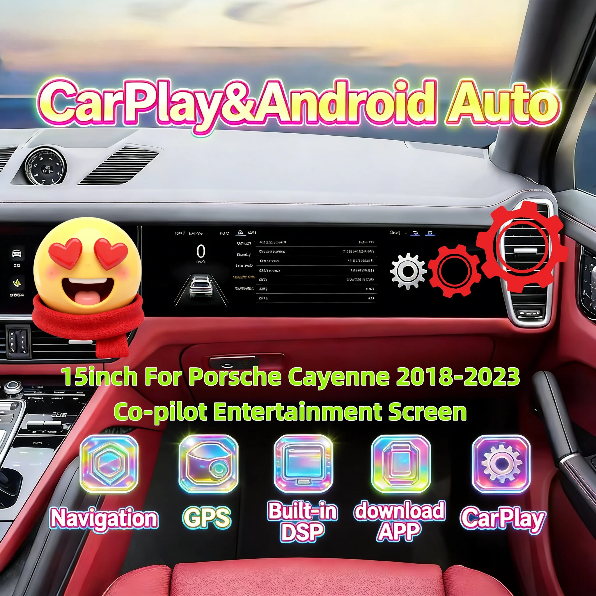 

Мультимедийный плеер с беспроводным CarPlay для Porsche Cayenne 2018-2023, Android, развлекательная система, смарт-экран, головное устройство, 4G, Wi-Fi
