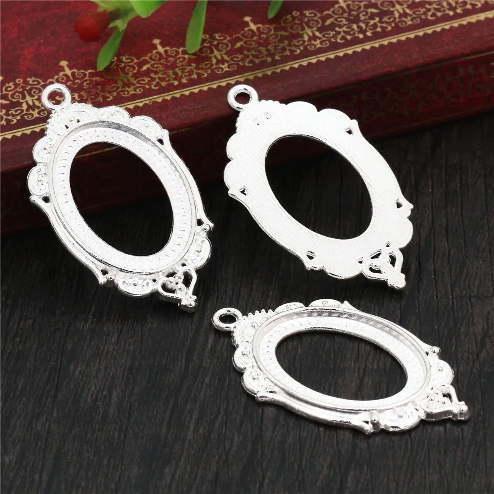 10 sztuk 18x25mm wewnętrzna rozmiar 6 kolory Plated kwiaty styl Cameo Cabochon ustawienia bazy wisiorek naszyjnik ustalenia — zdjęcie 7