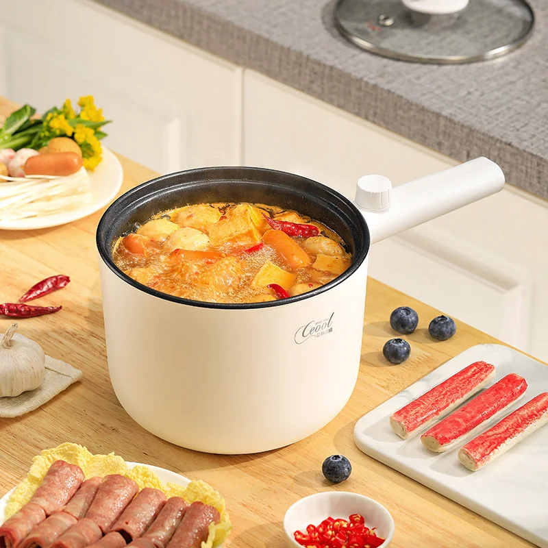 Mini olla caliente eléctrica para el hogar, olla de Cocina eléctrica multifuncional para dormitorio, olla de cocina inteligente antiadherente para Fideos, agitar y hervir