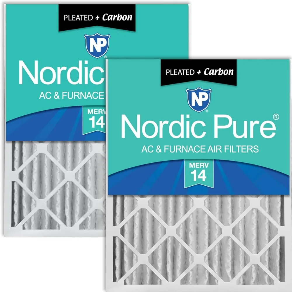

16x24x4 MERV 14 Pleated Air Filter with Carbon 2 Pack AC Furnace HVAC