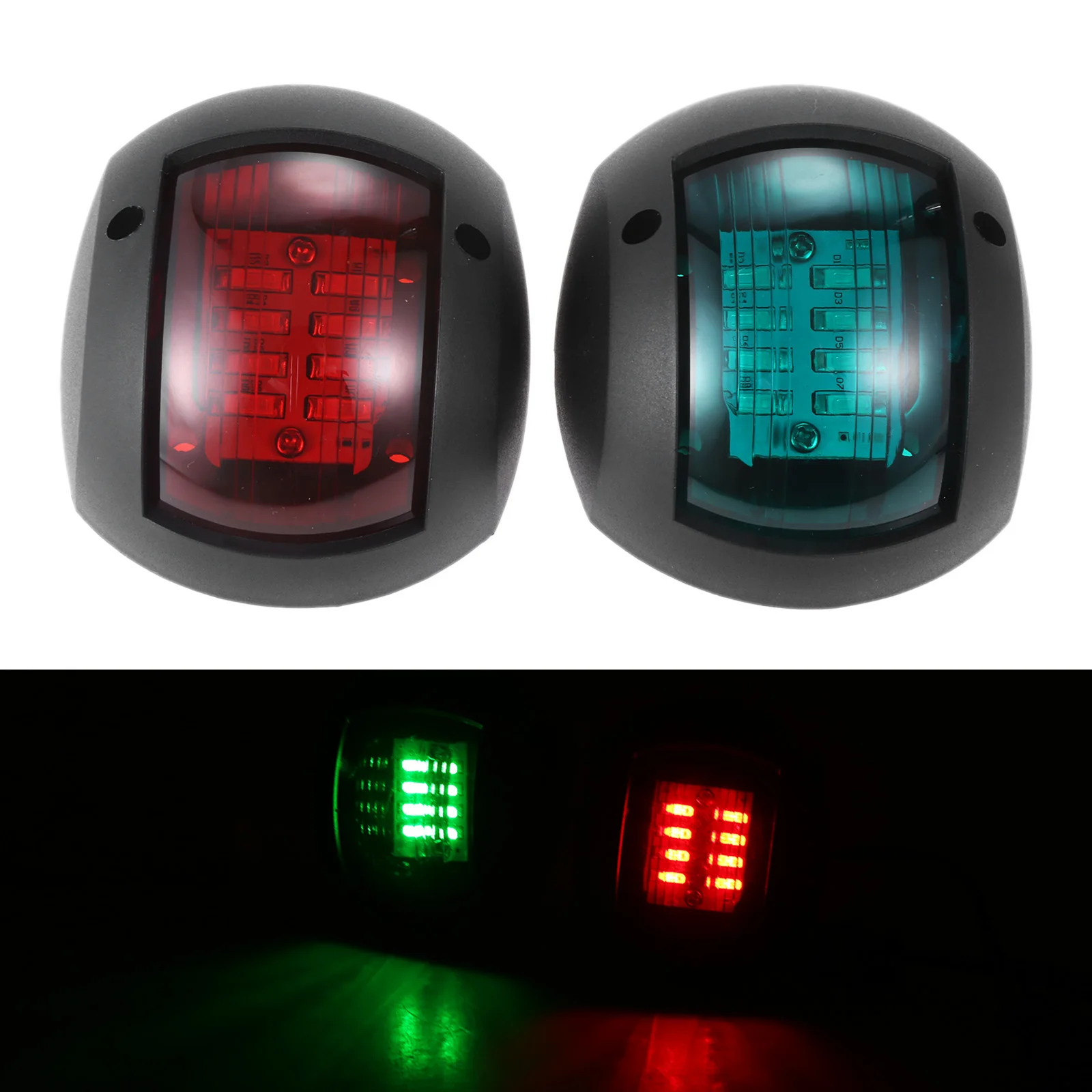 2Pcs Navigation Light 30 LED Signal Lamp 3W DC12V-24V LED Navigation Warning Light for Marine Fishing Boat Yacht Red and Green