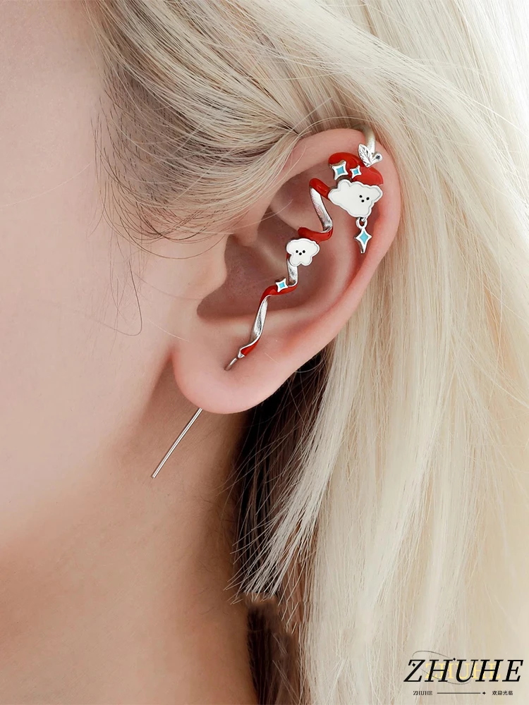 

ZHUHE Apple Cat And Dog Piercing Ear Needles, With A Sweet And Romantic Style, Are Jewelry Accessories For Women And Men