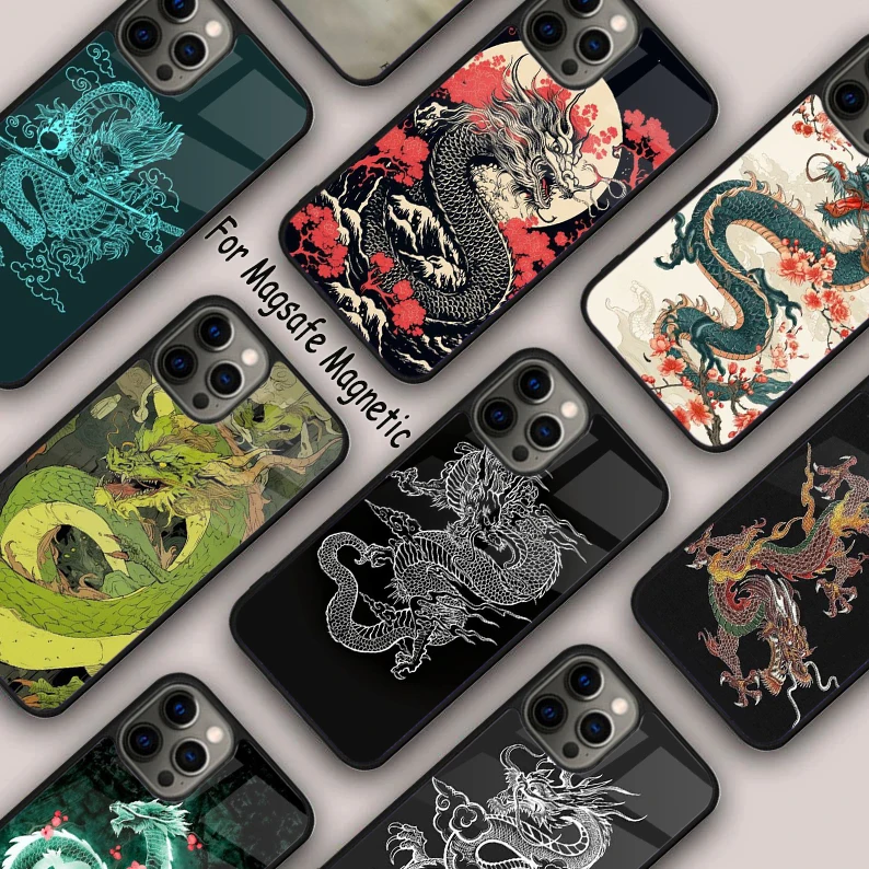 

Магнитный чехол для телефона THE DRAGON с китайским зодиаком для APPLE iPhone 17 Air 16 14 13 12 Pro Max 15 Plus с беспроводной зарядкой MagSafe Cover