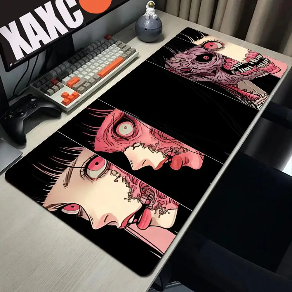 Large Anime Gaming Mousepad - Anti-Slip Natural Rubber Desk Mat for Office and Computer - HD Keyboard Pad with Comic Face Design