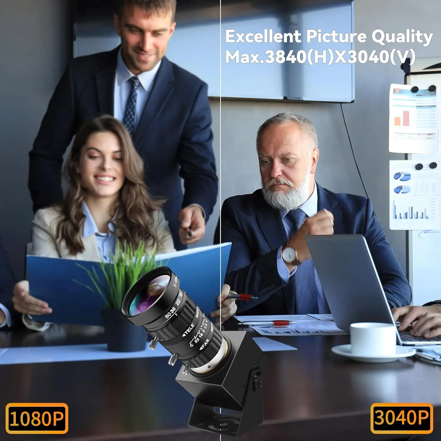ELP 12MP USB Camera with CS 5-50mm 10X Zoom Manual Lens 4K 30fps 1080P 120fps High Speed Webcam Plug and Play for Live Streaming